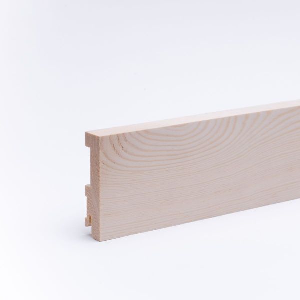 Massivholz-Sockelleiste Vierkant 90mm - Kiefer roh
